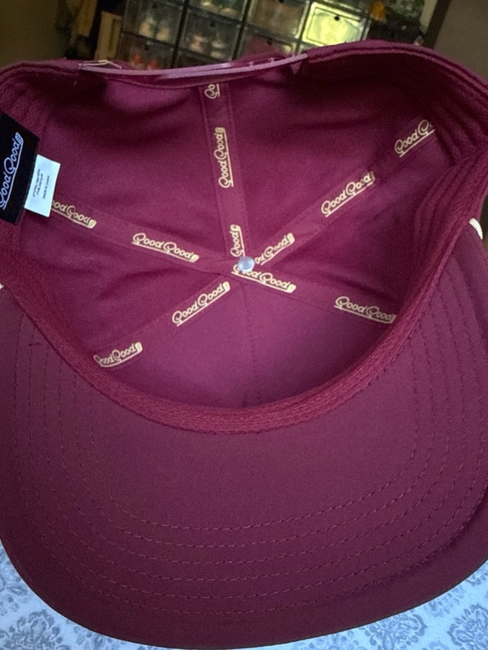 Maroon Script 'Good' Embroidered Cap - Picture 3 of 8